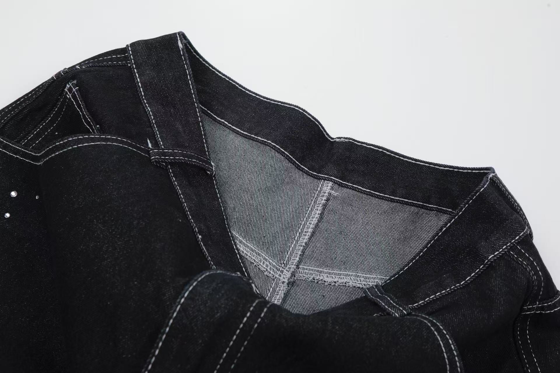 Streetwear Rhinestone Splatter Wide-Leg Jorts