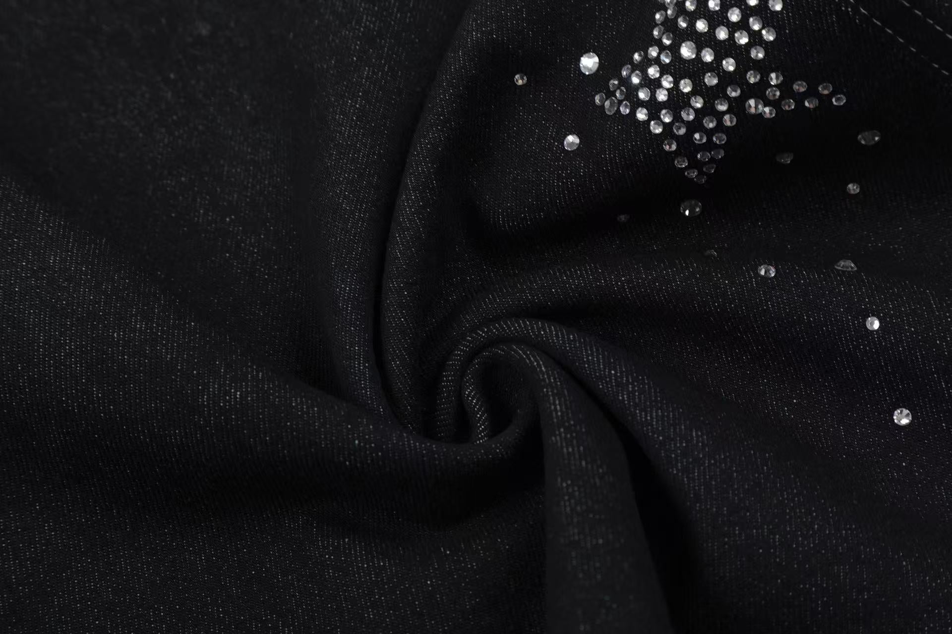 Streetwear Rhinestone Splatter Wide-Leg Jorts