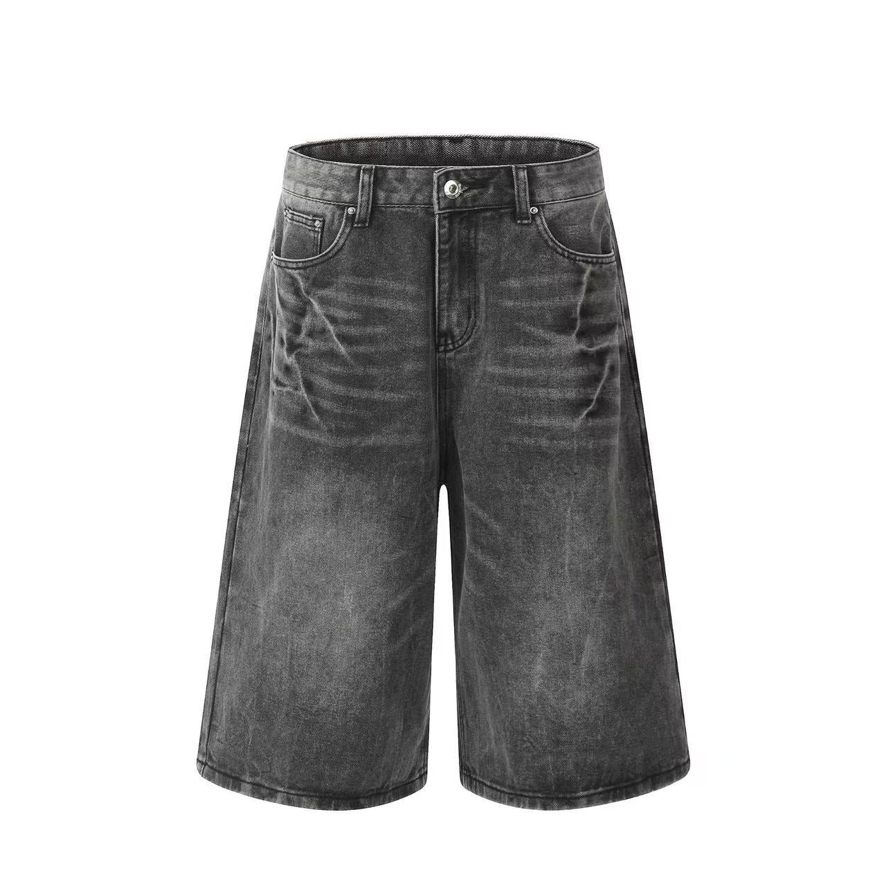 Distressed Washed Wide-Leg Jorts