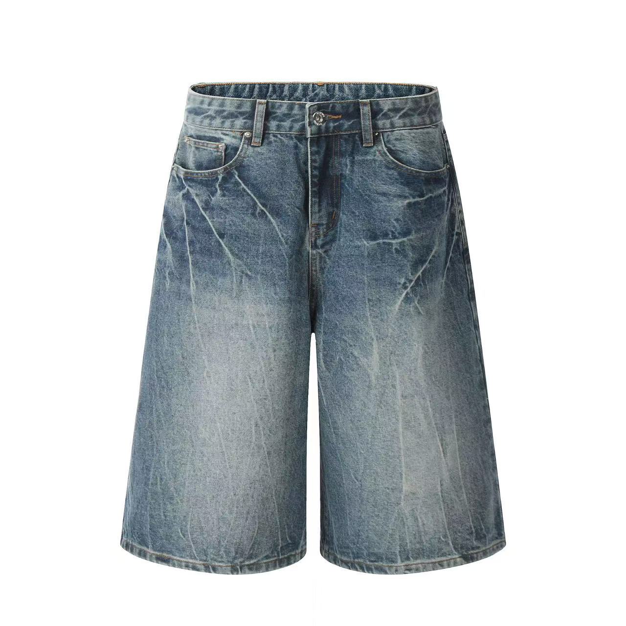 Distressed Washed Wide-Leg Jorts