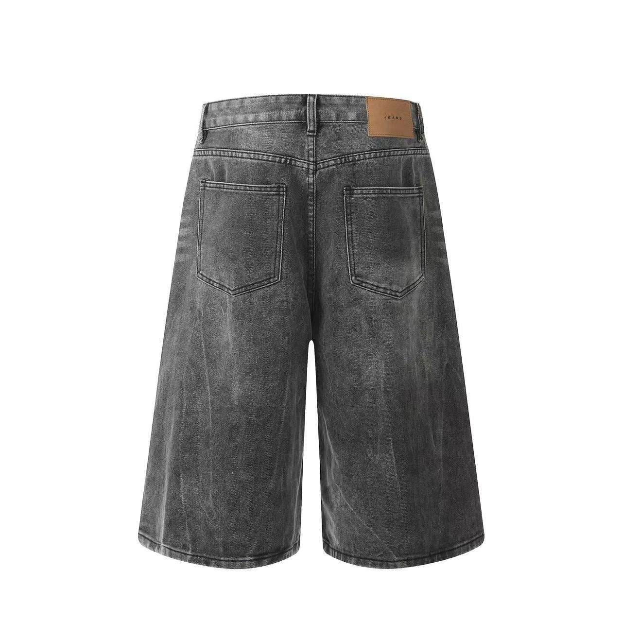 Distressed Washed Wide-Leg Jorts