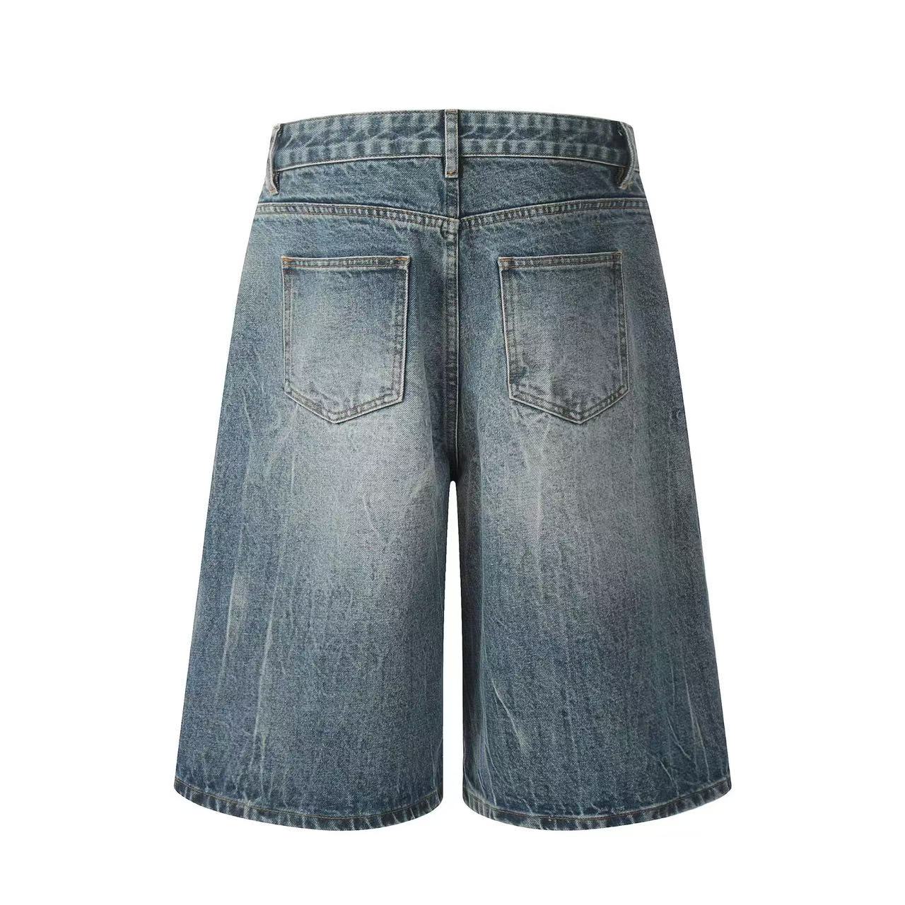 Distressed Washed Wide-Leg Jorts