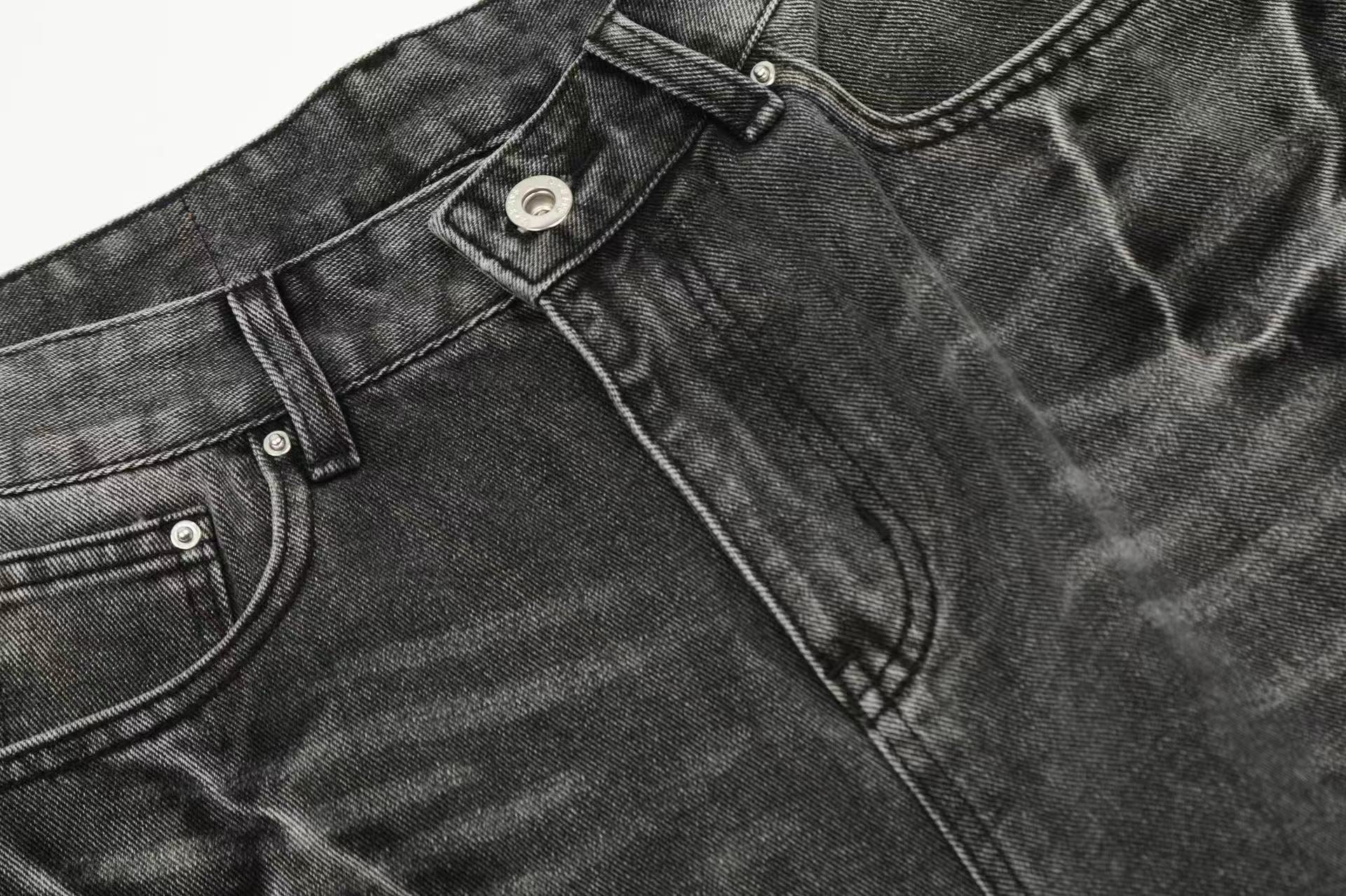 Distressed Washed Wide-Leg Jorts