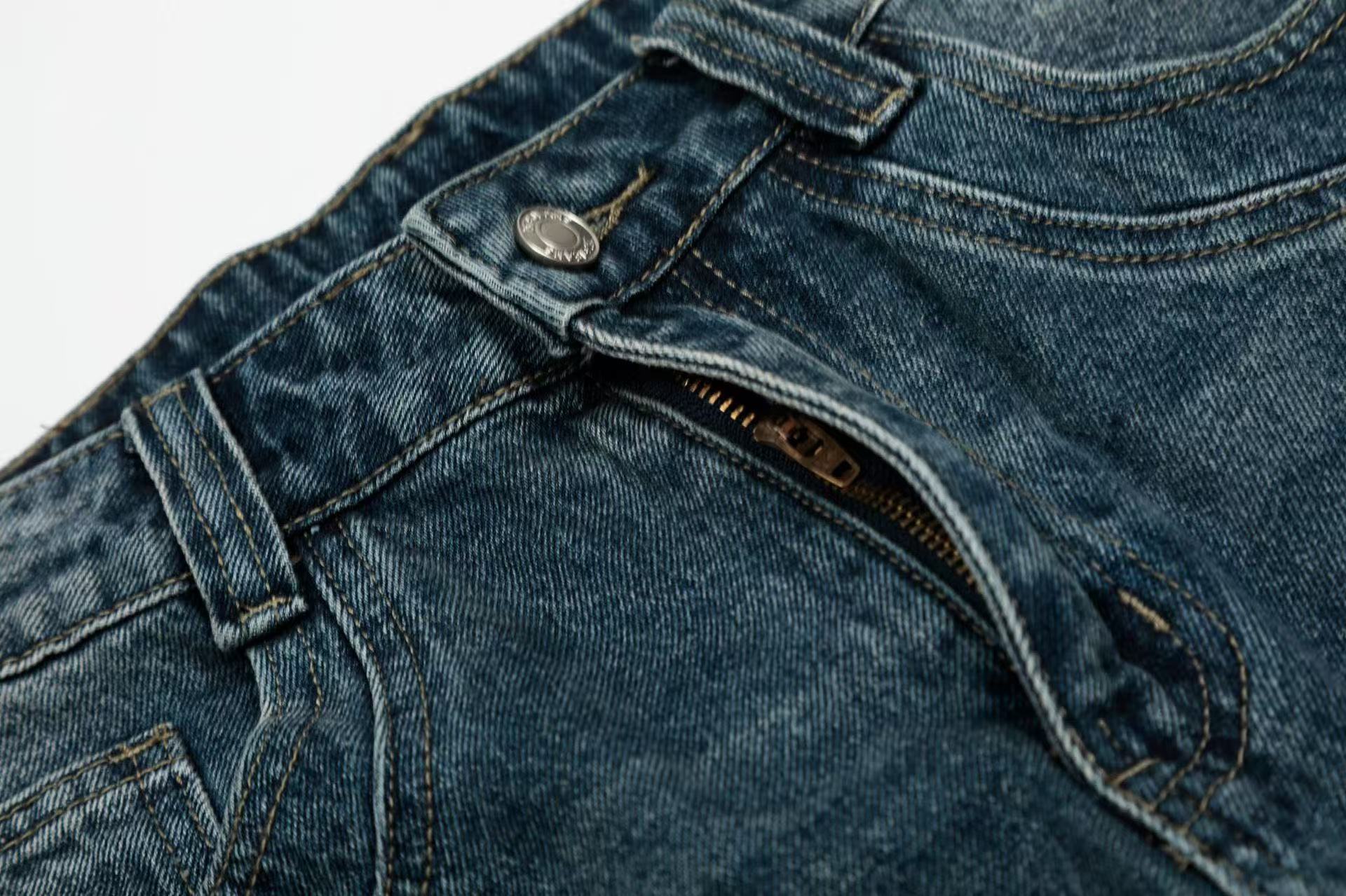 Pearl Studded Washed Wide-Leg Jorts