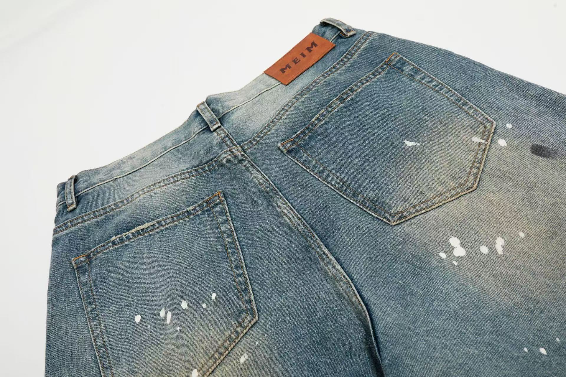 Paint Splatter Distressed Baggy Wide-Leg Jorts