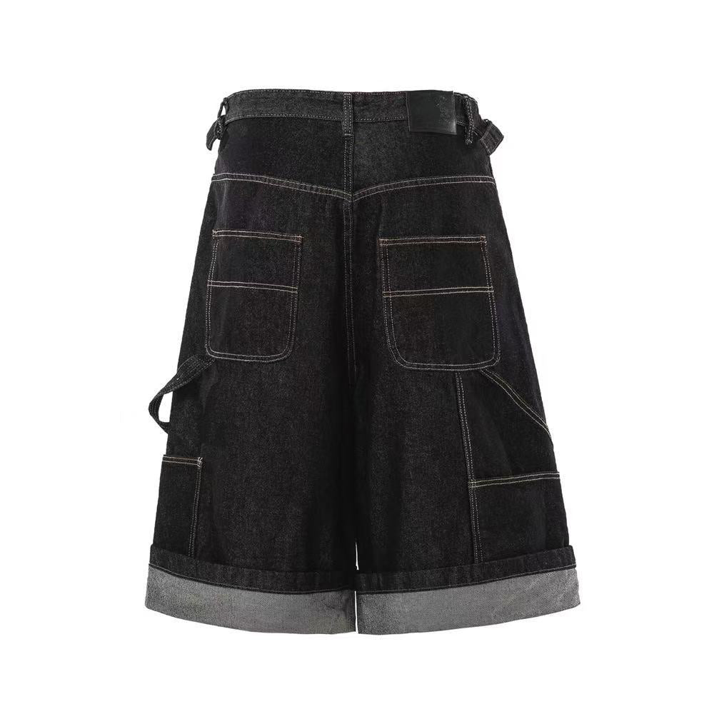 Vintage Contrast Carpenter Wide-Leg Jorts