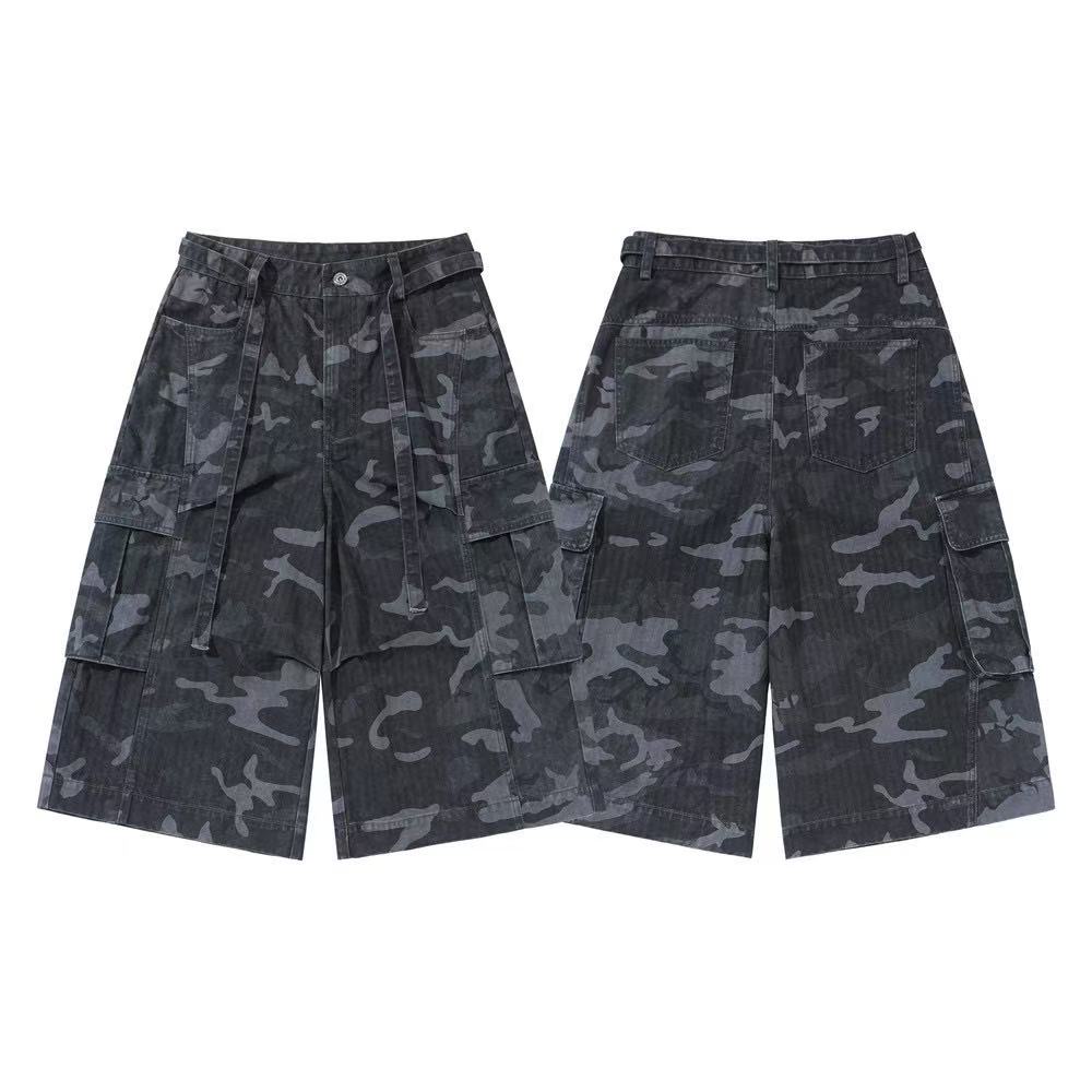 Vintage Camo Multi Pockets Wide-Leg Jorts