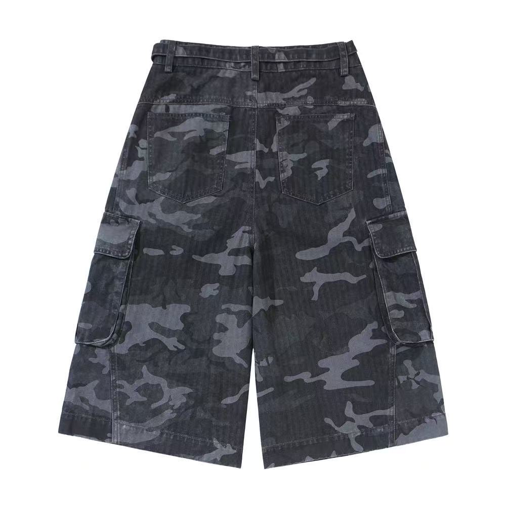 Vintage Camo Multi Pockets Wide-Leg Jorts