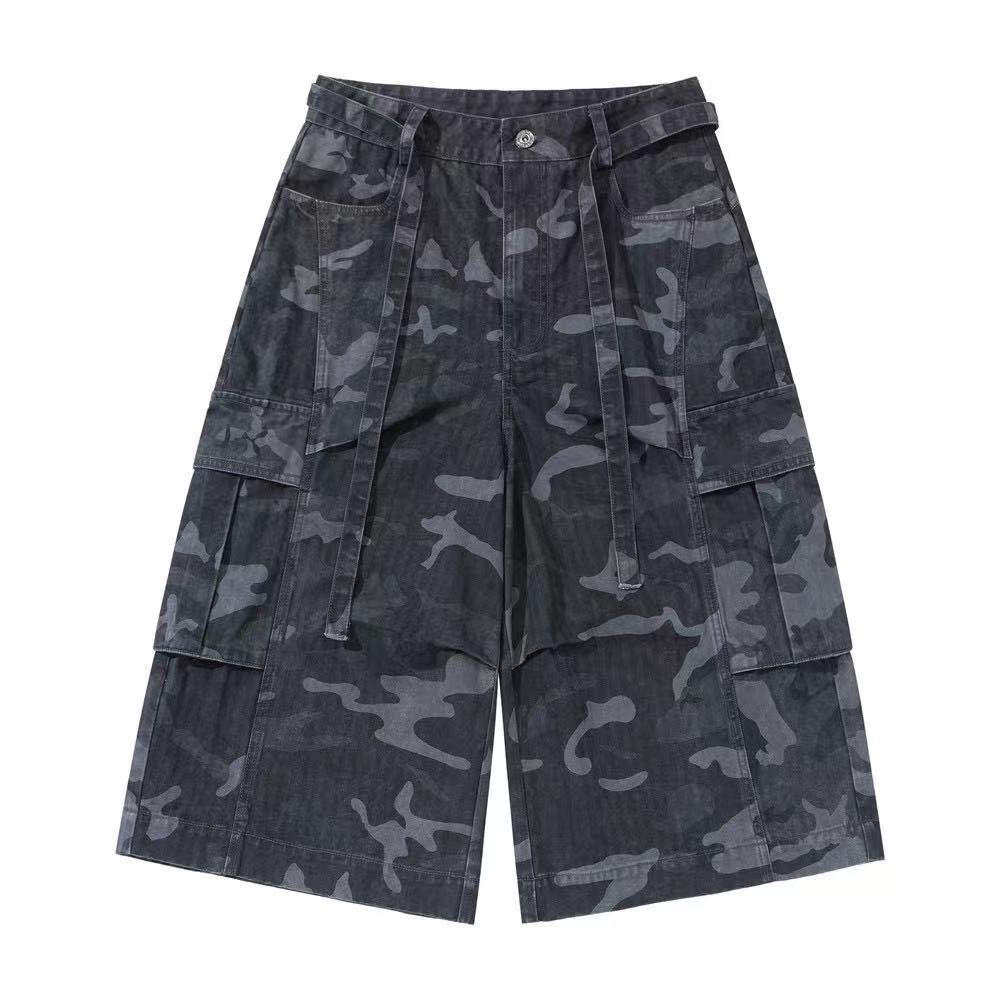 Vintage Camo Multi Pockets Wide-Leg Jorts
