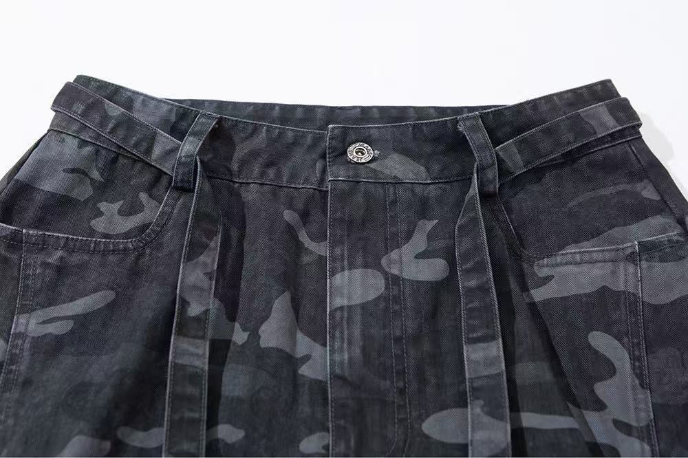 Vintage Camo Multi Pockets Wide-Leg Jorts