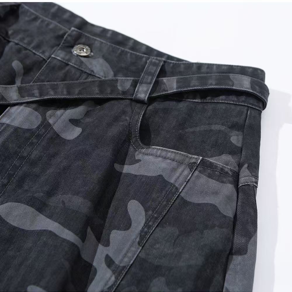 Vintage Camo Multi Pockets Wide-Leg Jorts