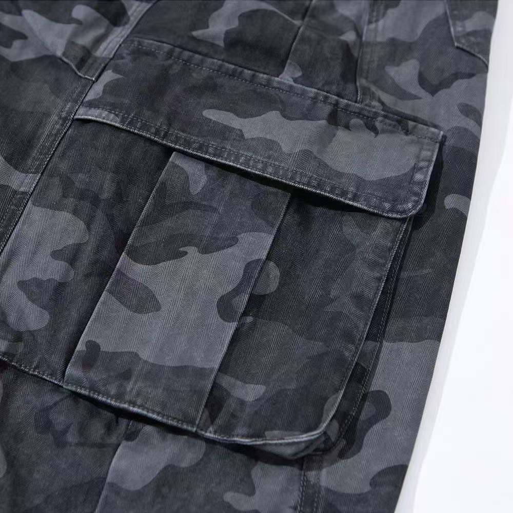 Vintage Camo Multi Pockets Wide-Leg Jorts
