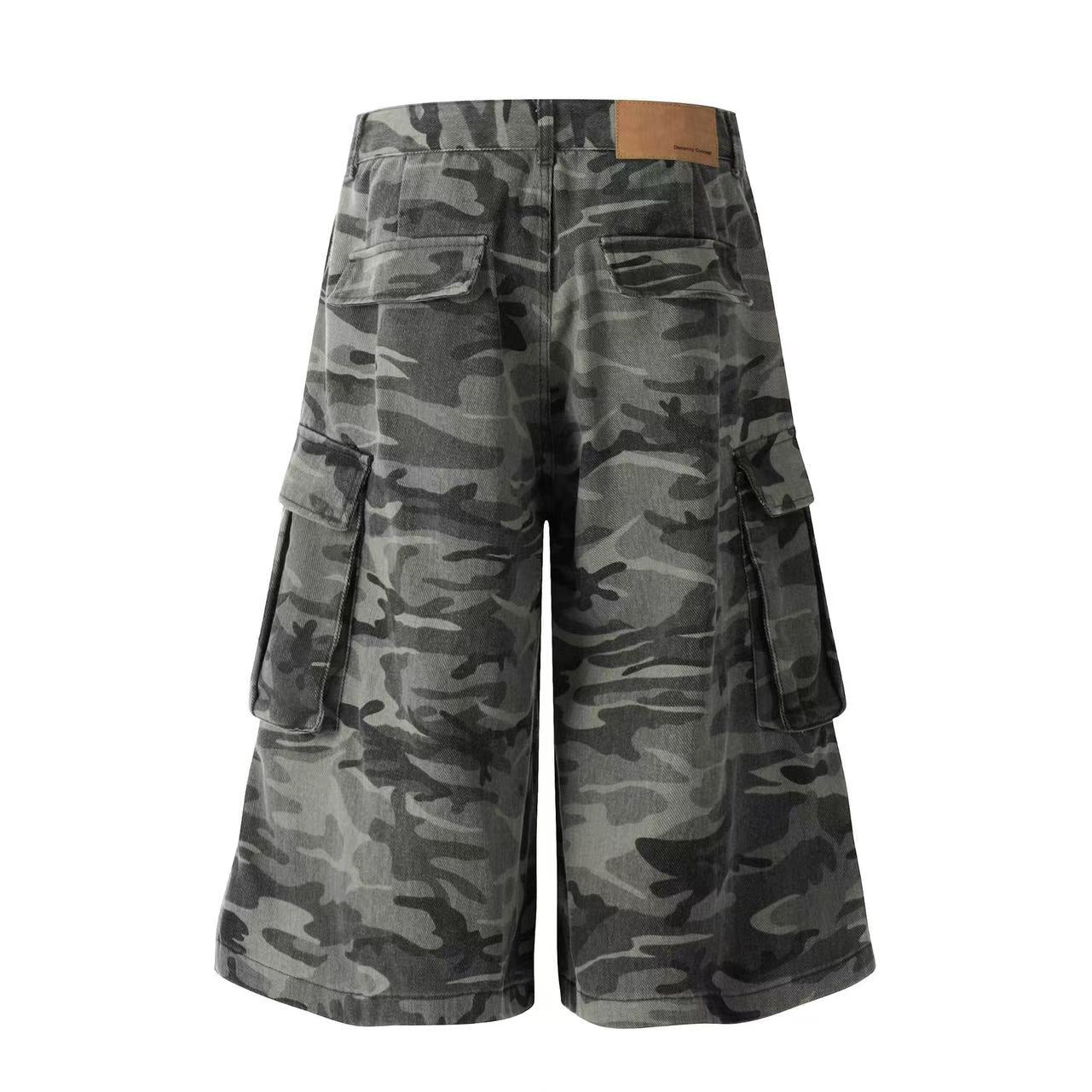 Camo Wide-Leg Knee-Length Jorts