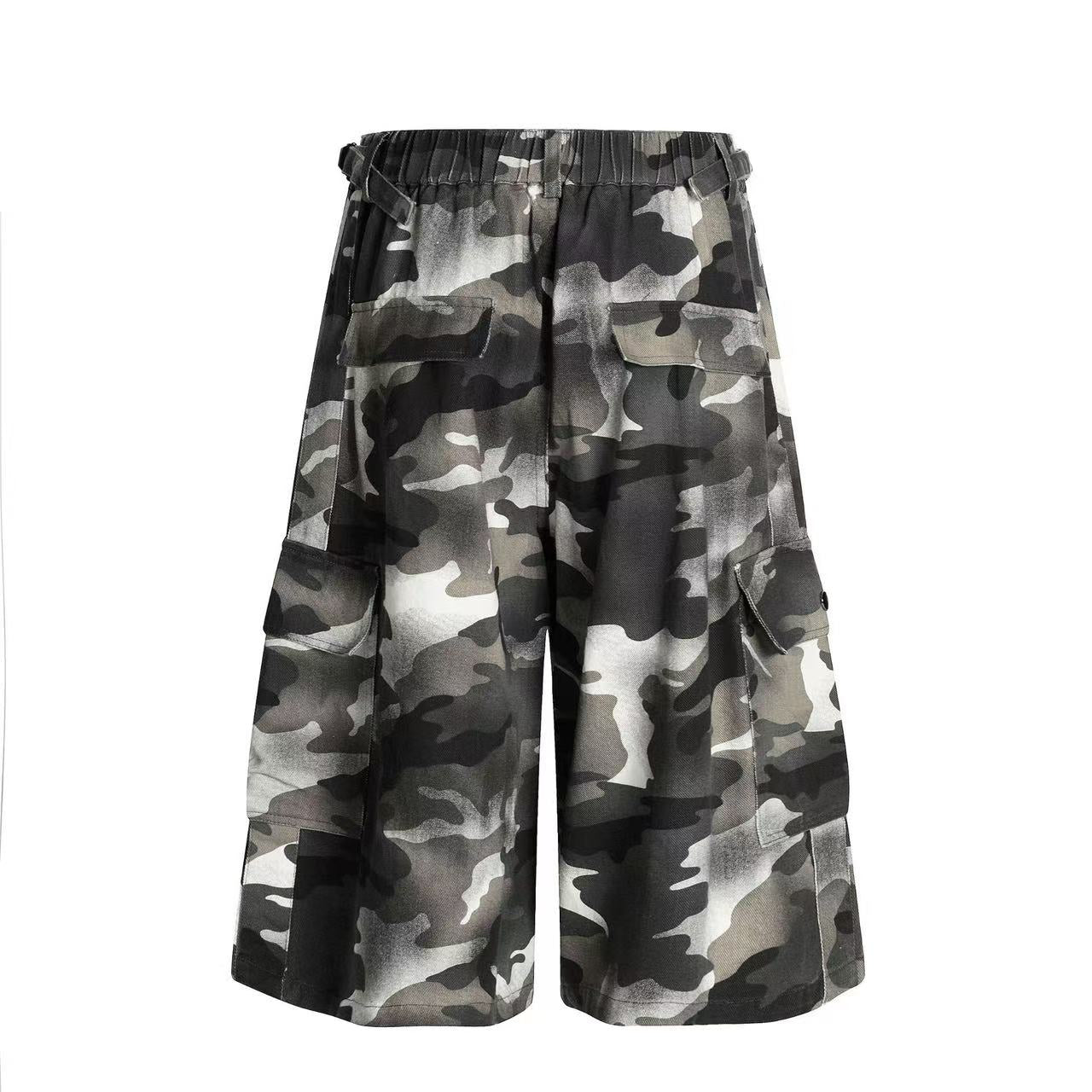 Camo Wide-Leg Knee-Length Jorts