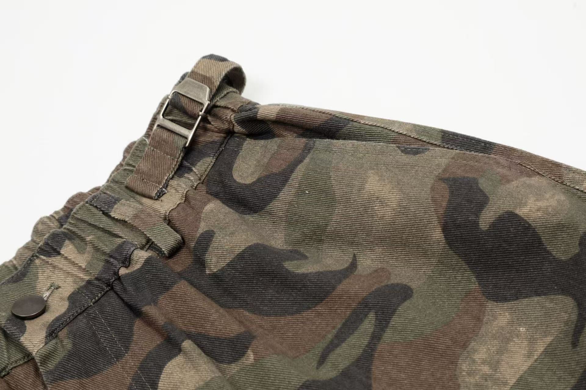 Camo Wide-Leg Knee-Length Jorts