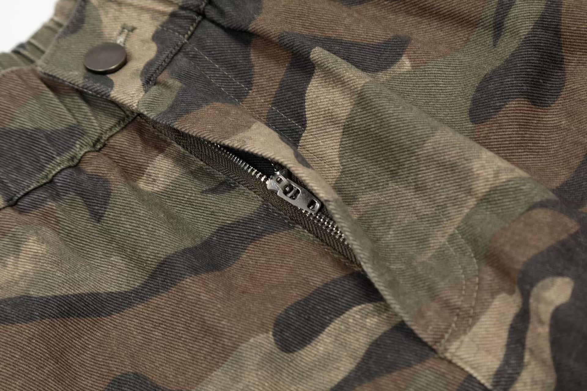 Camo Wide-Leg Knee-Length Jorts