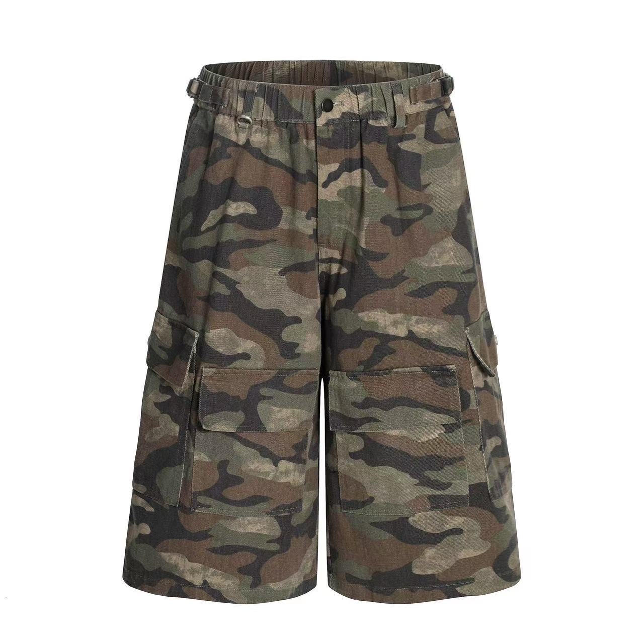Camo Wide-Leg Knee-Length Jorts
