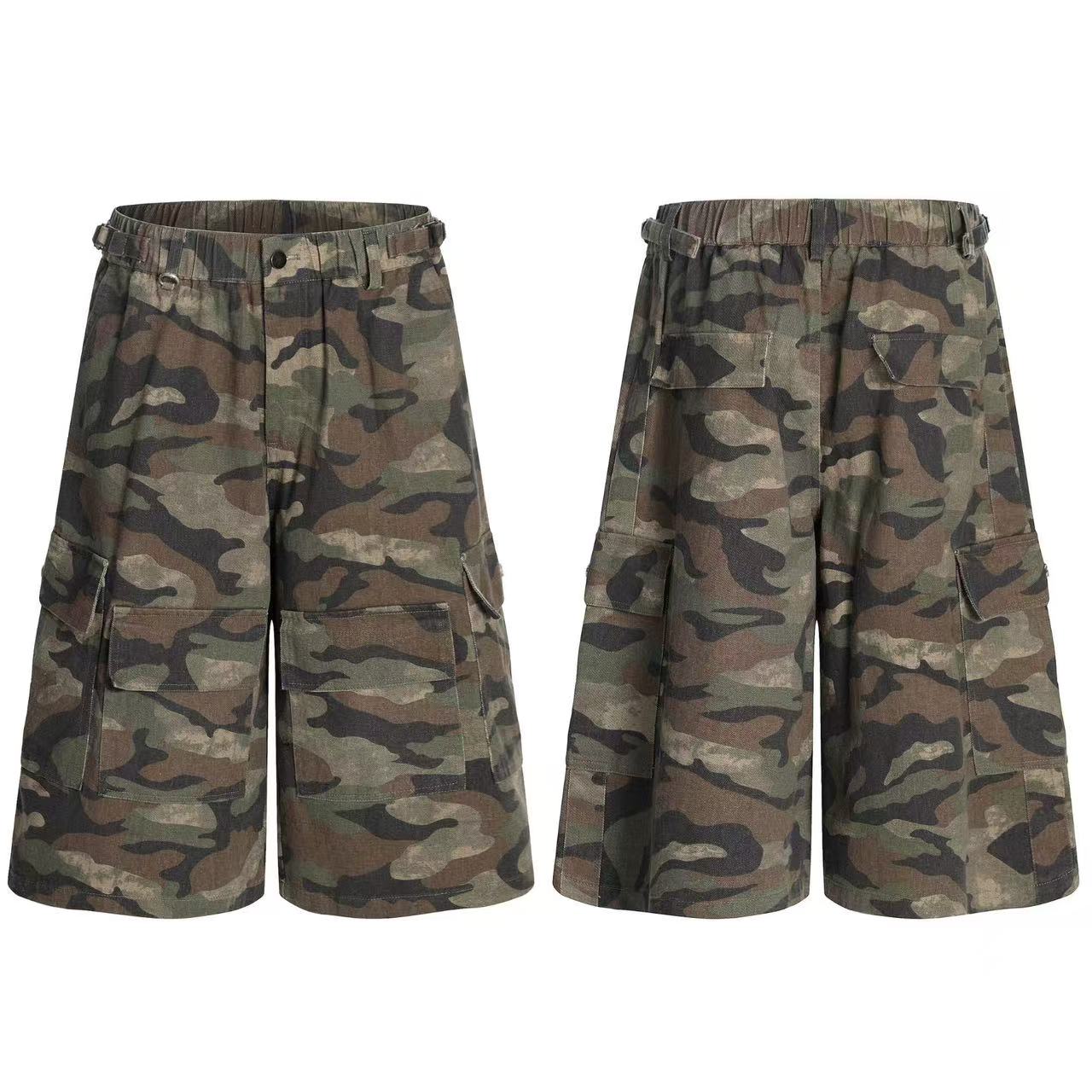 Camo Wide-Leg Knee-Length Jorts