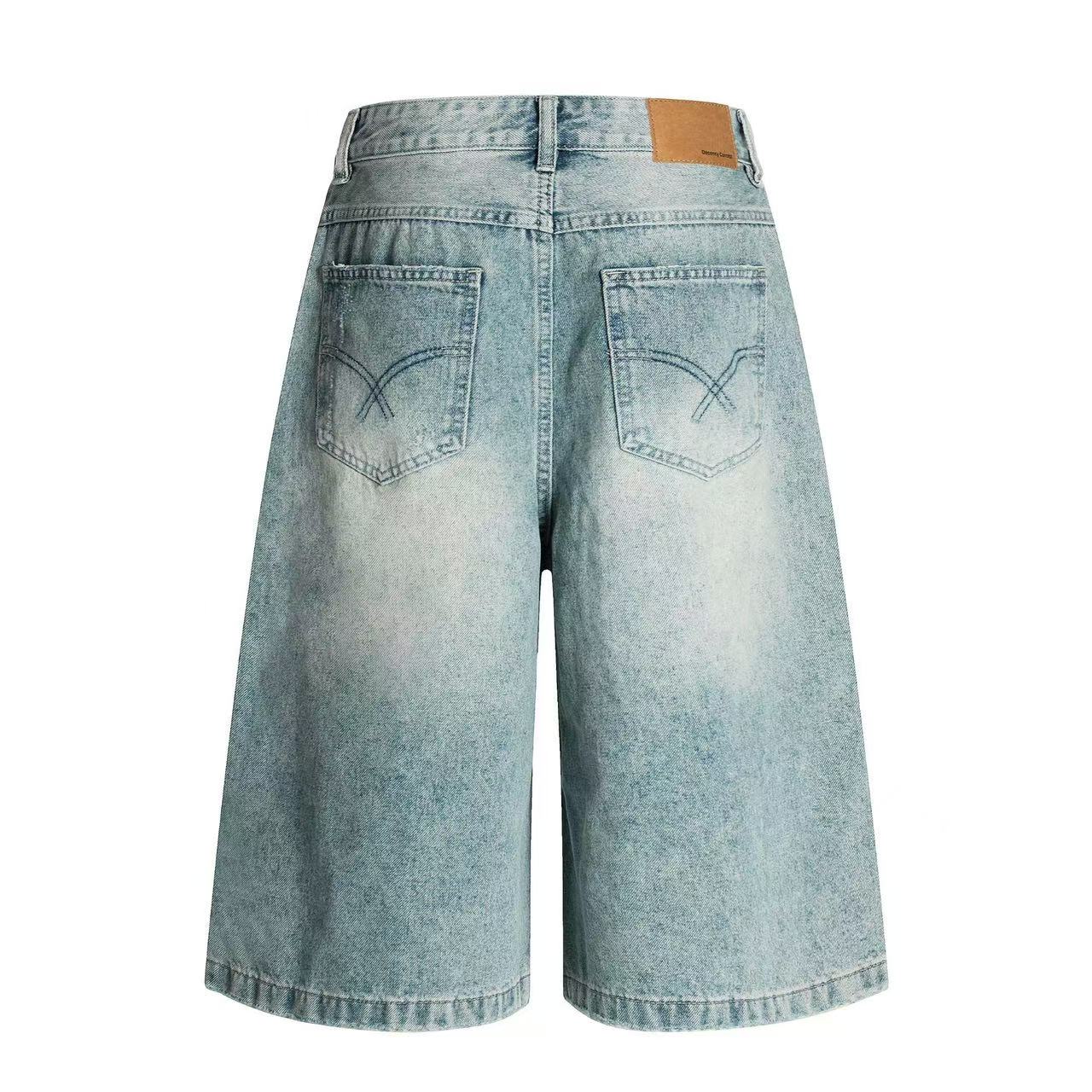 Distressed Vintage Washed Wide-Leg Jorts