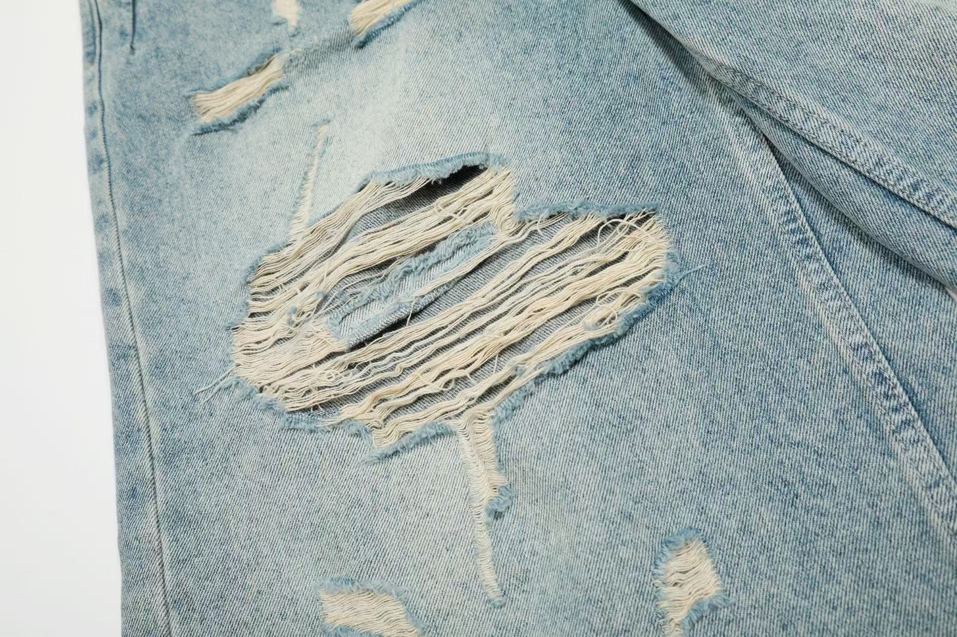 Distressed Vintage Washed Wide-Leg Jorts