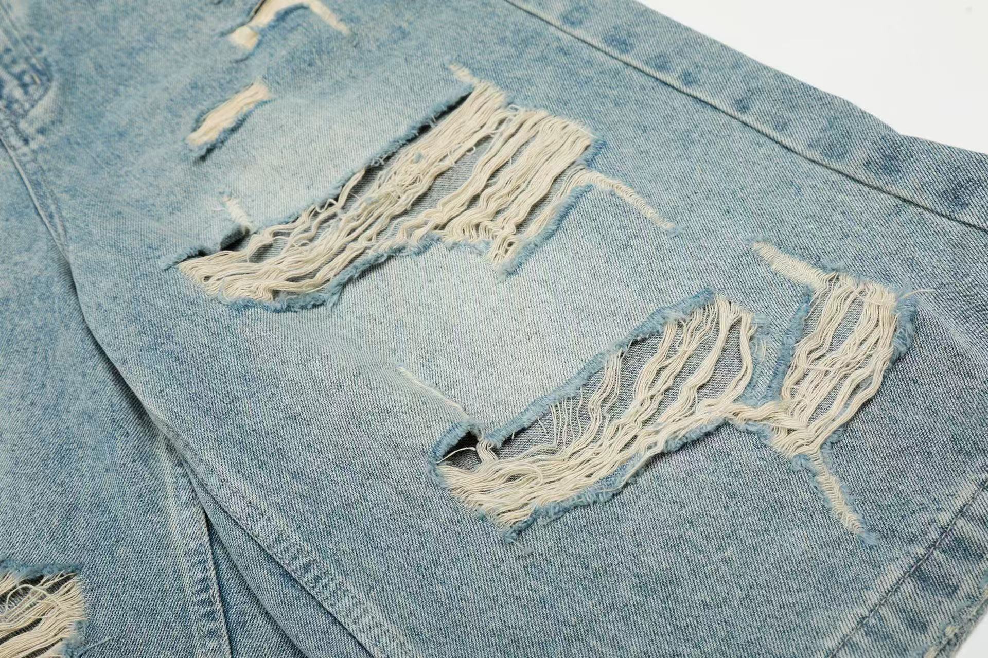 Distressed Vintage Washed Wide-Leg Jorts