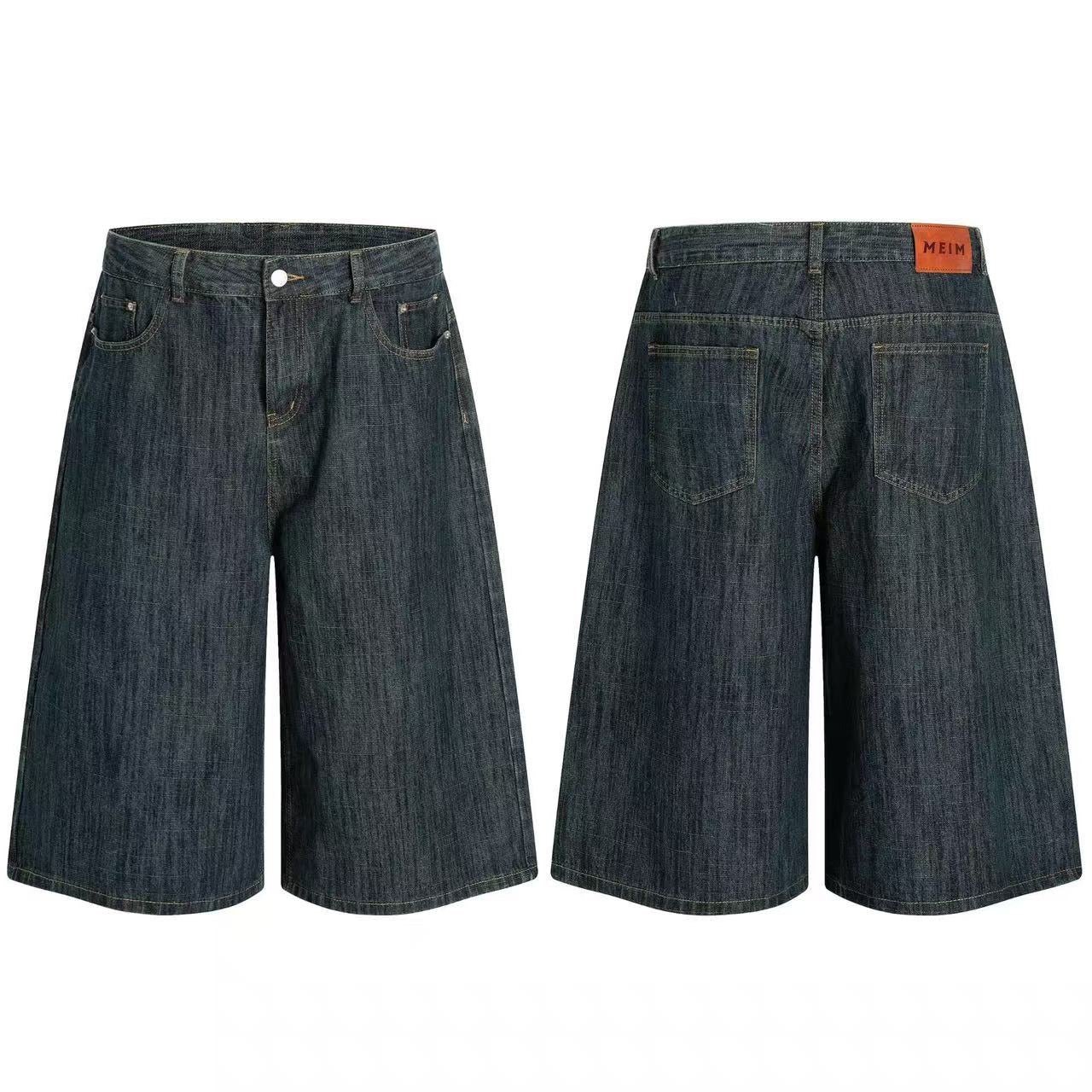 Vintage Washed Wide-Leg Denim Jorts