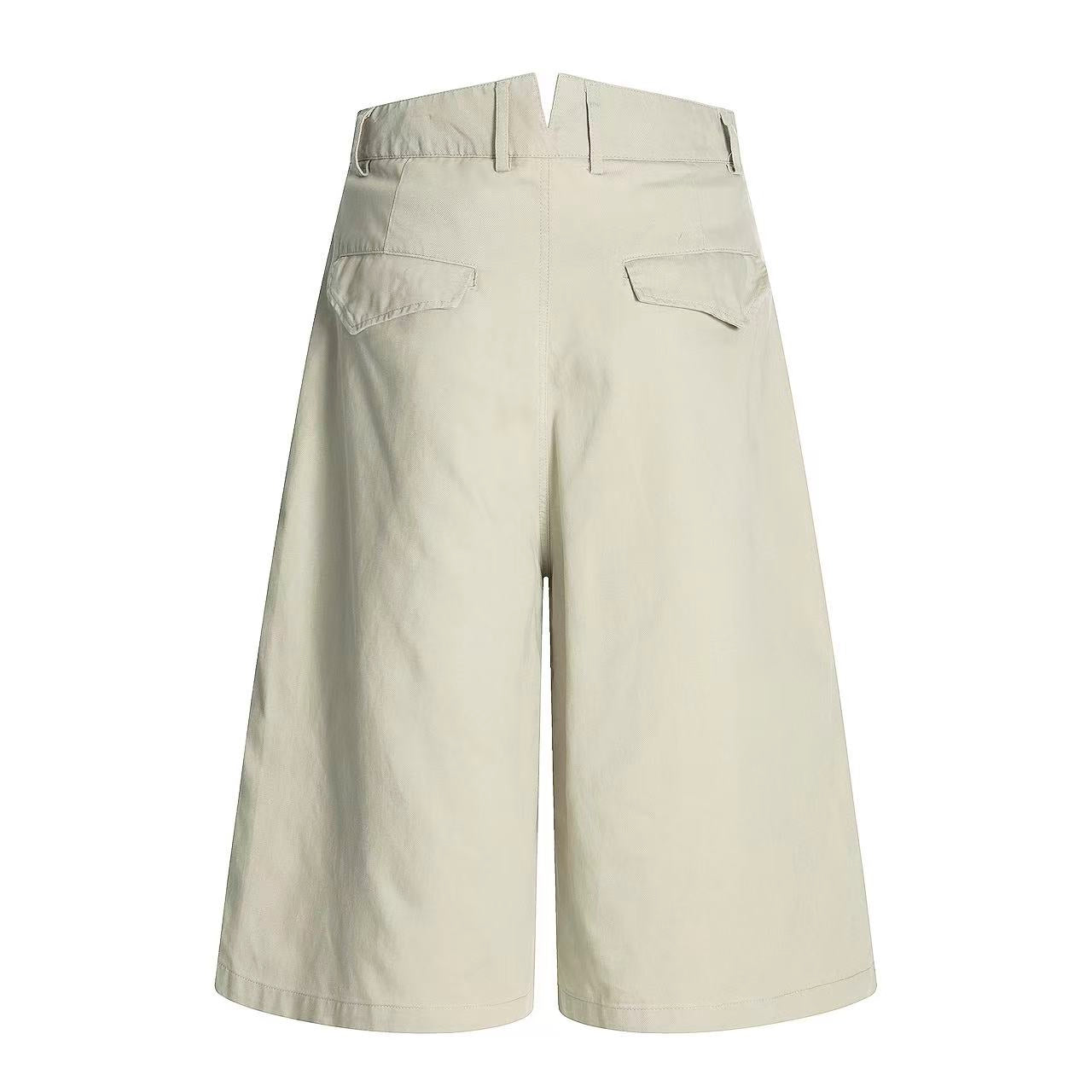 High Waisted Pleated Wide Leg Jorts