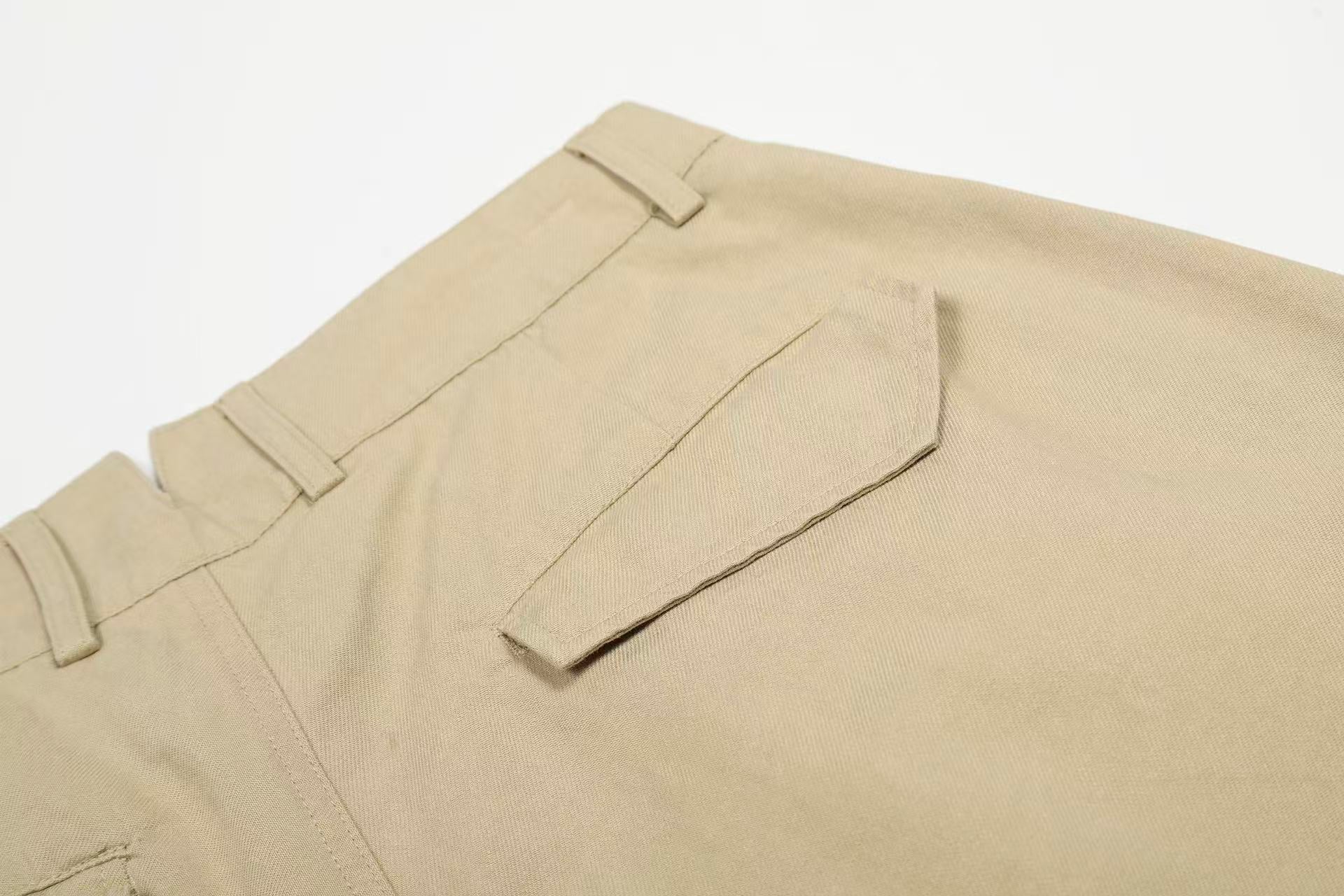 High Waisted Pleated Wide Leg Jorts