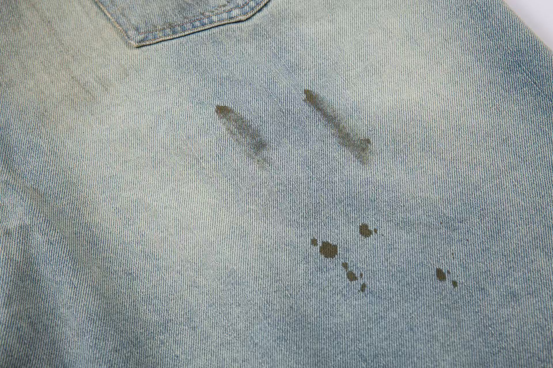 Distressed Washed Splash Wide Leg Jorts