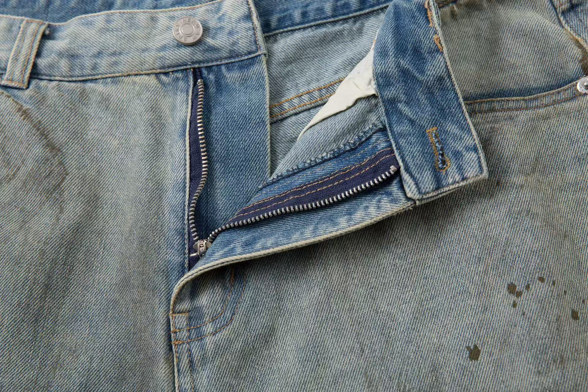 Distressed Washed Splash Wide Leg Jorts