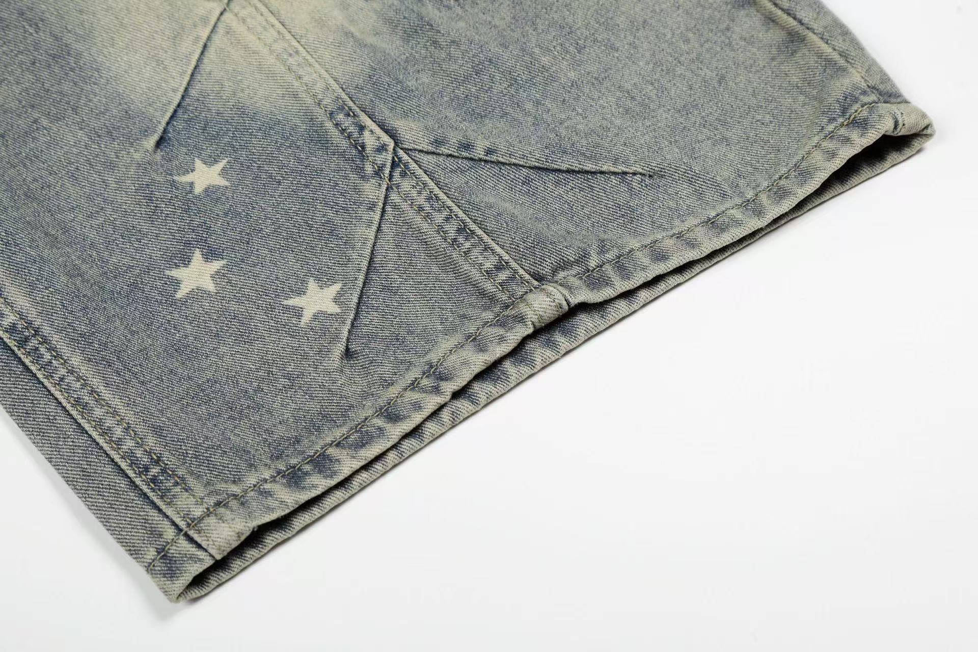 Streetwear Rhinestone Splatter Wide-Leg Jorts