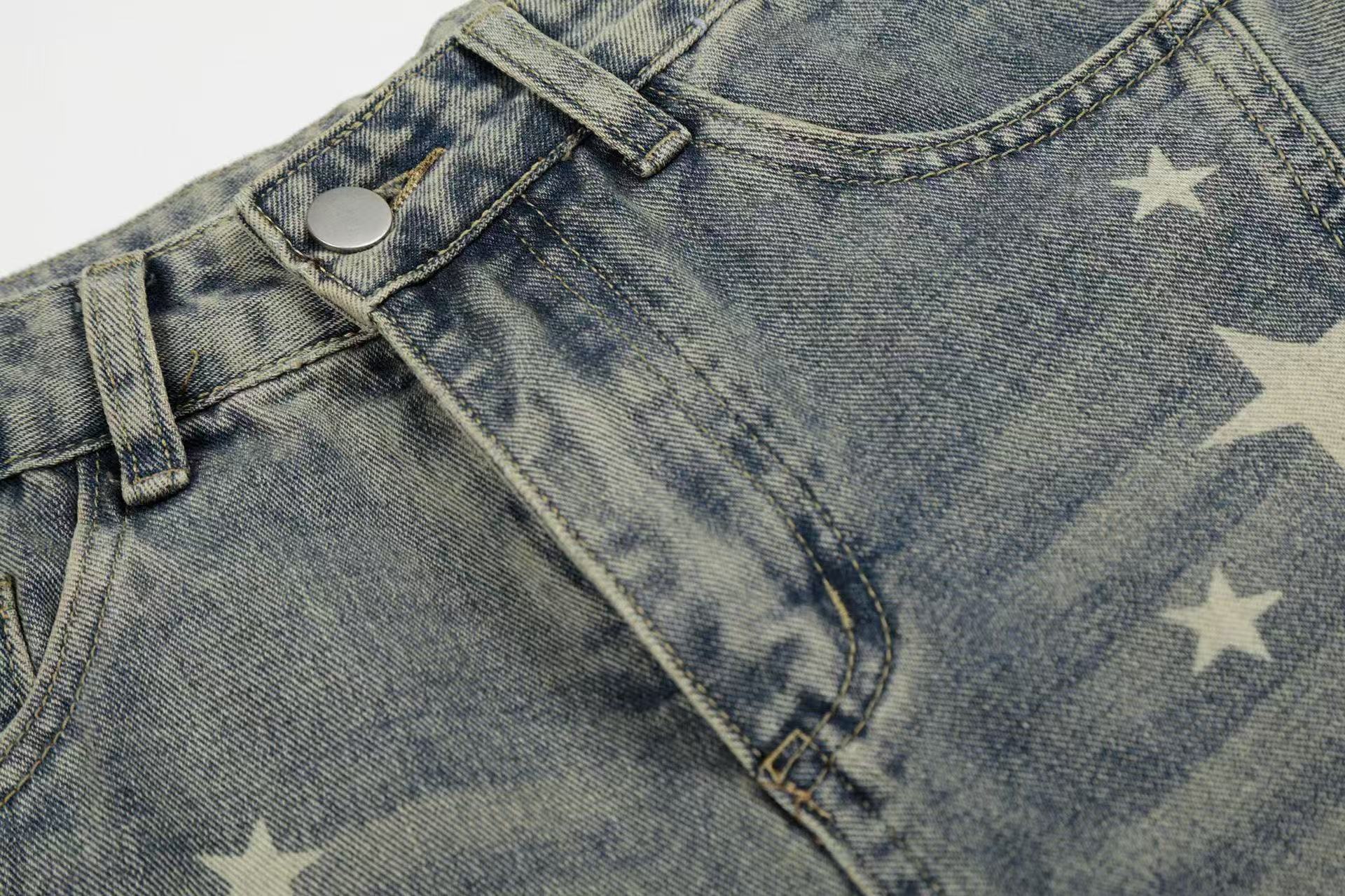 Streetwear Rhinestone Splatter Wide-Leg Jorts