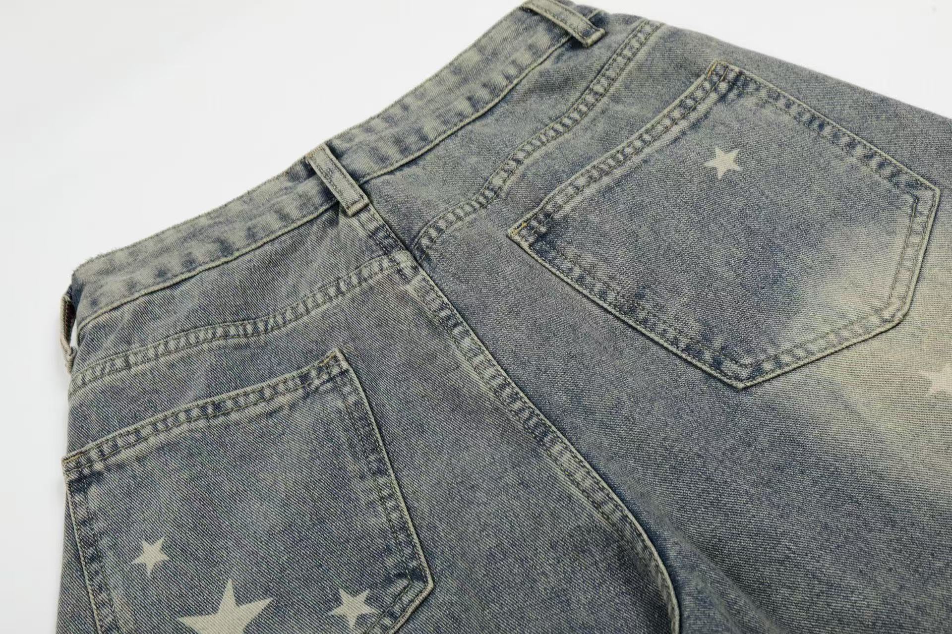 Streetwear Rhinestone Splatter Wide-Leg Jorts