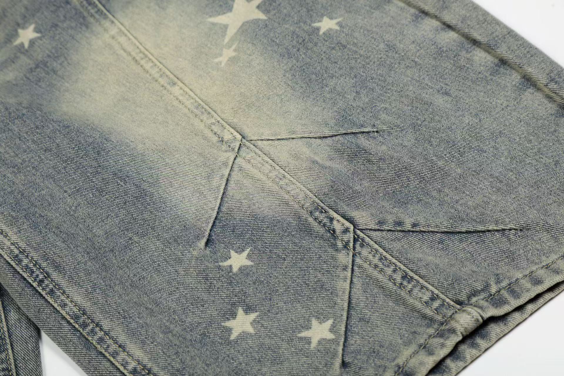 Streetwear Rhinestone Splatter Wide-Leg Jorts