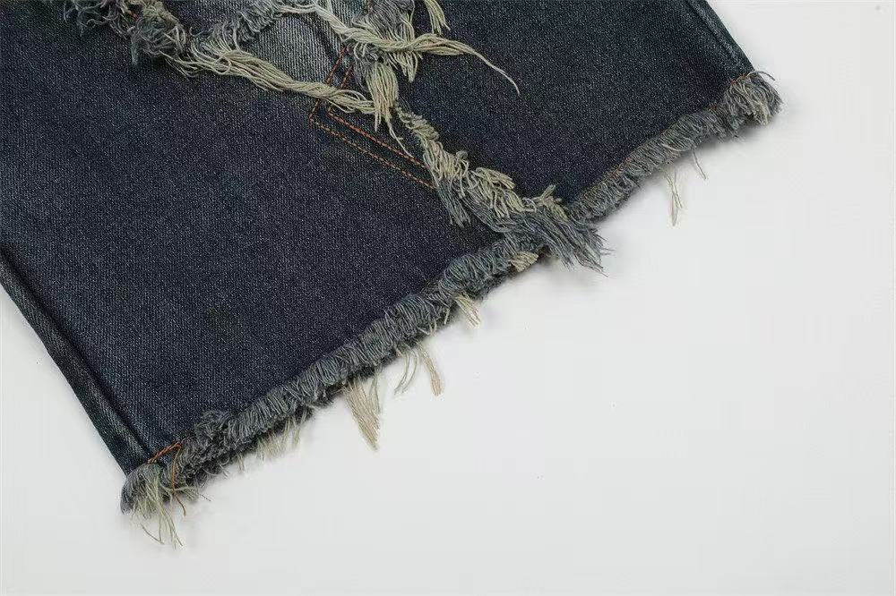 Star Patch Distressed Wide-Leg Denim Jorts