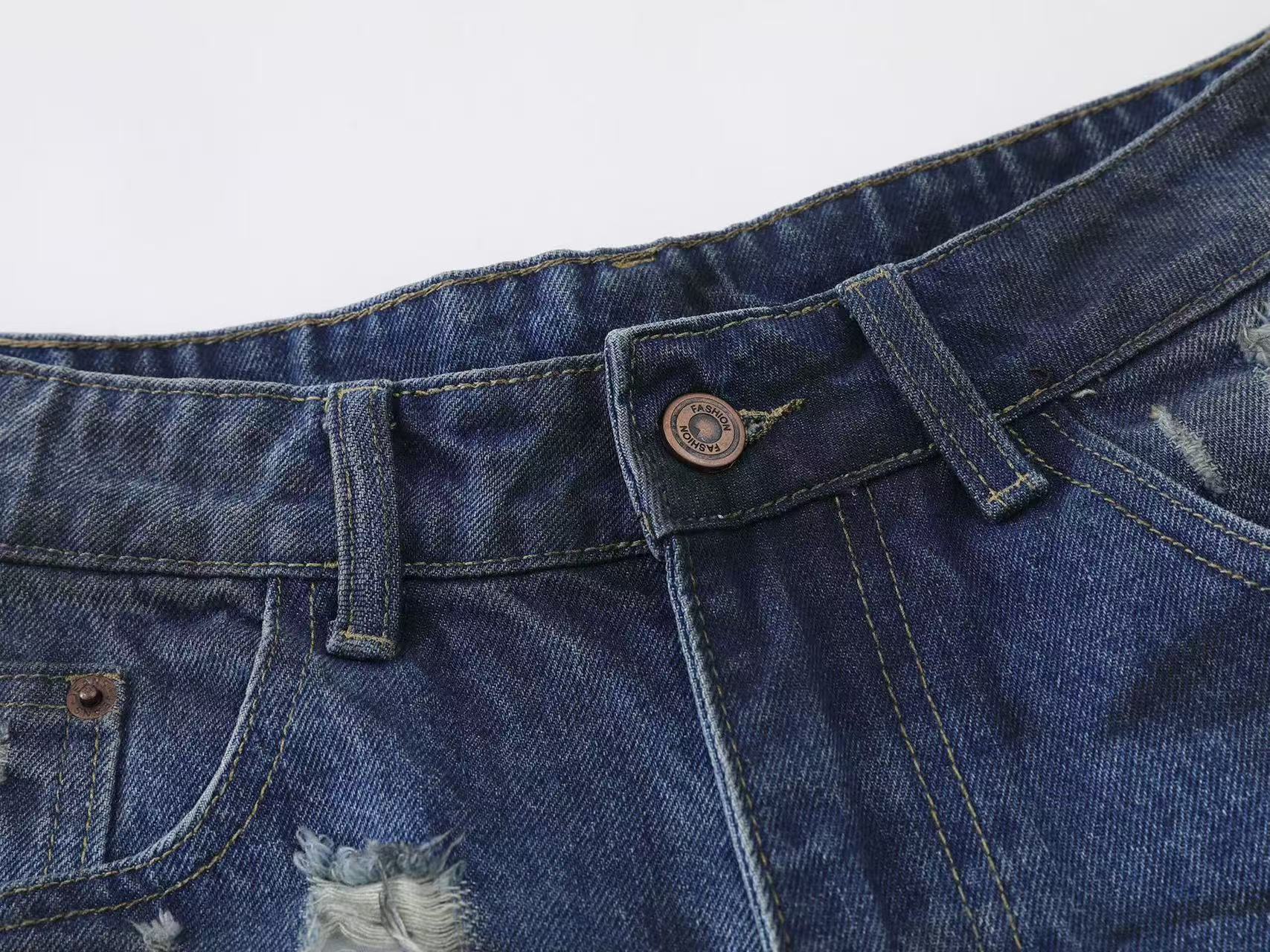 Distressed Vintage Washed Wide-Leg Jorts