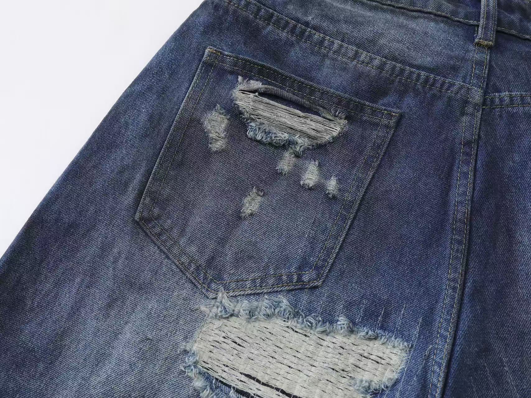 Distressed Vintage Washed Wide-Leg Jorts