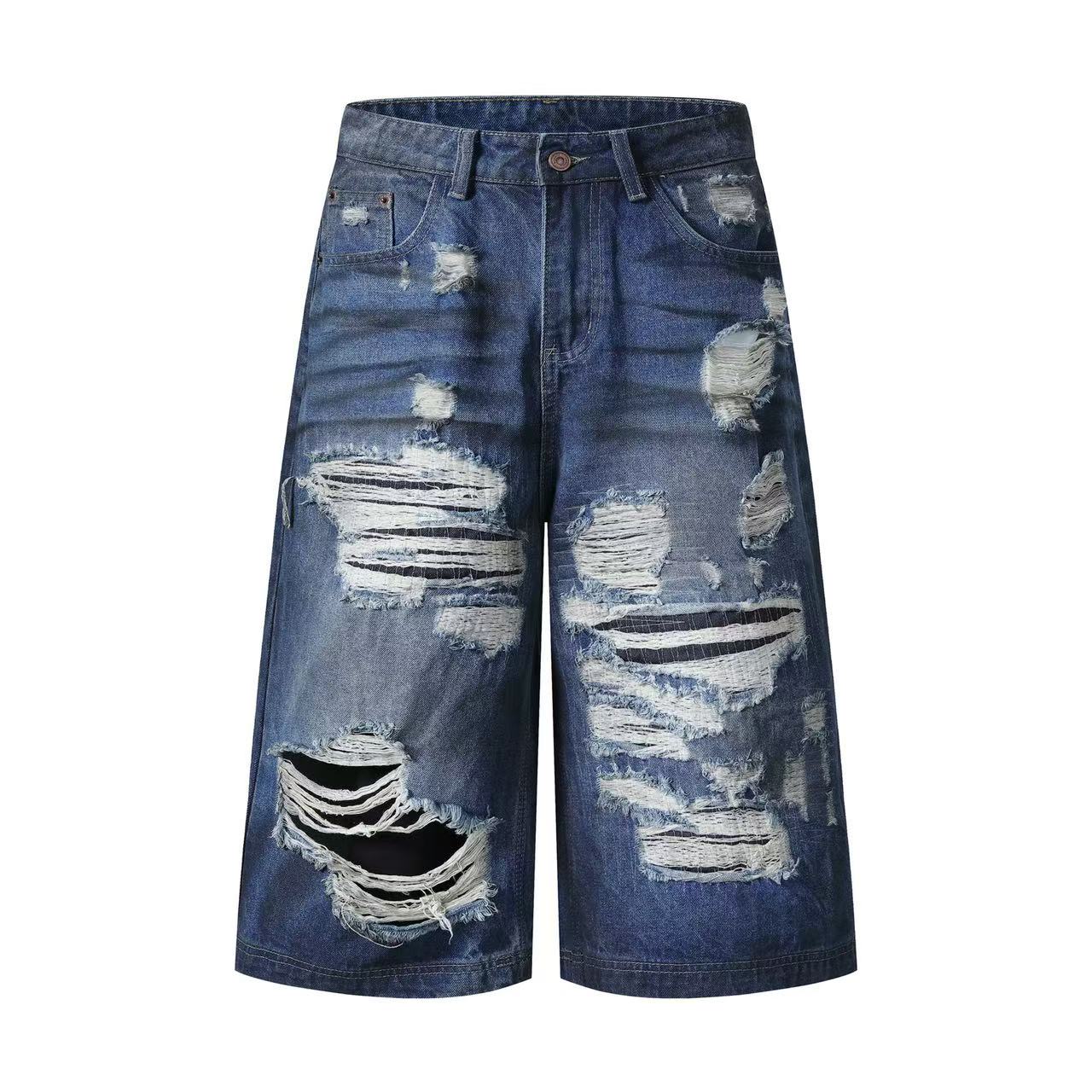 Distressed Vintage Washed Wide-Leg Jorts