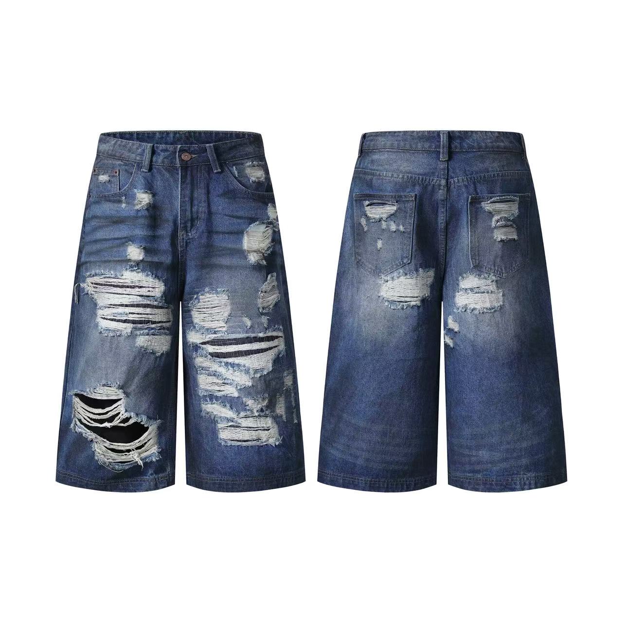Distressed Vintage Washed Wide-Leg Jorts