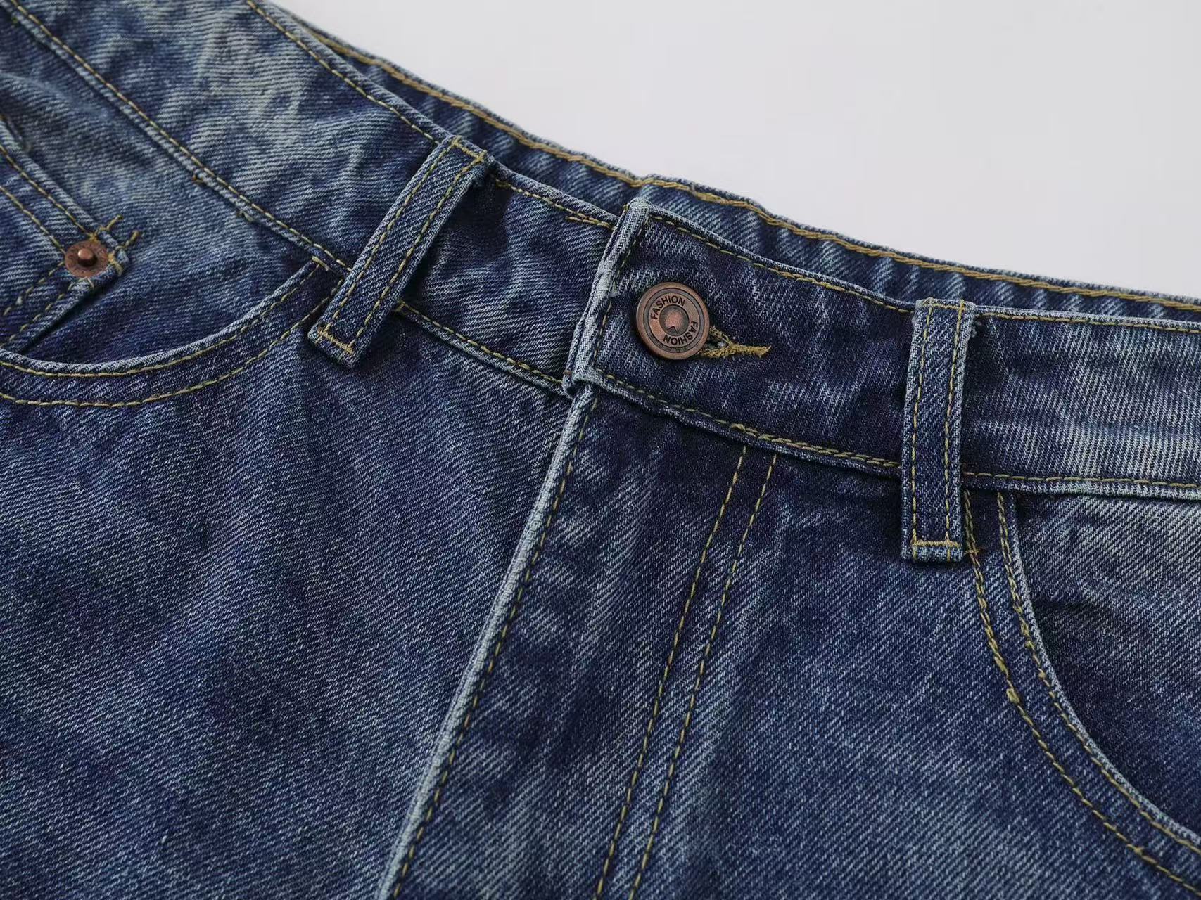 Distressed Vintage Patchwork Wide-Leg Jorts