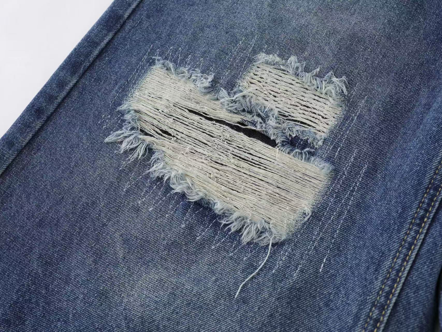 Distressed Vintage Patchwork Wide-Leg Jorts