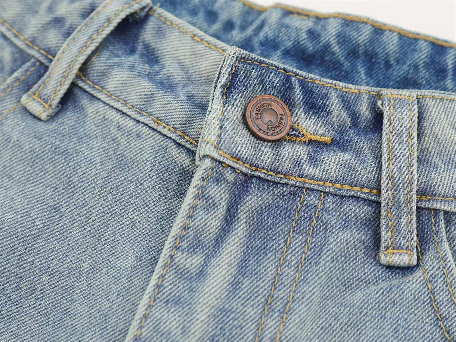 Graffiti Distressed Vintage Wide-Leg Jorts