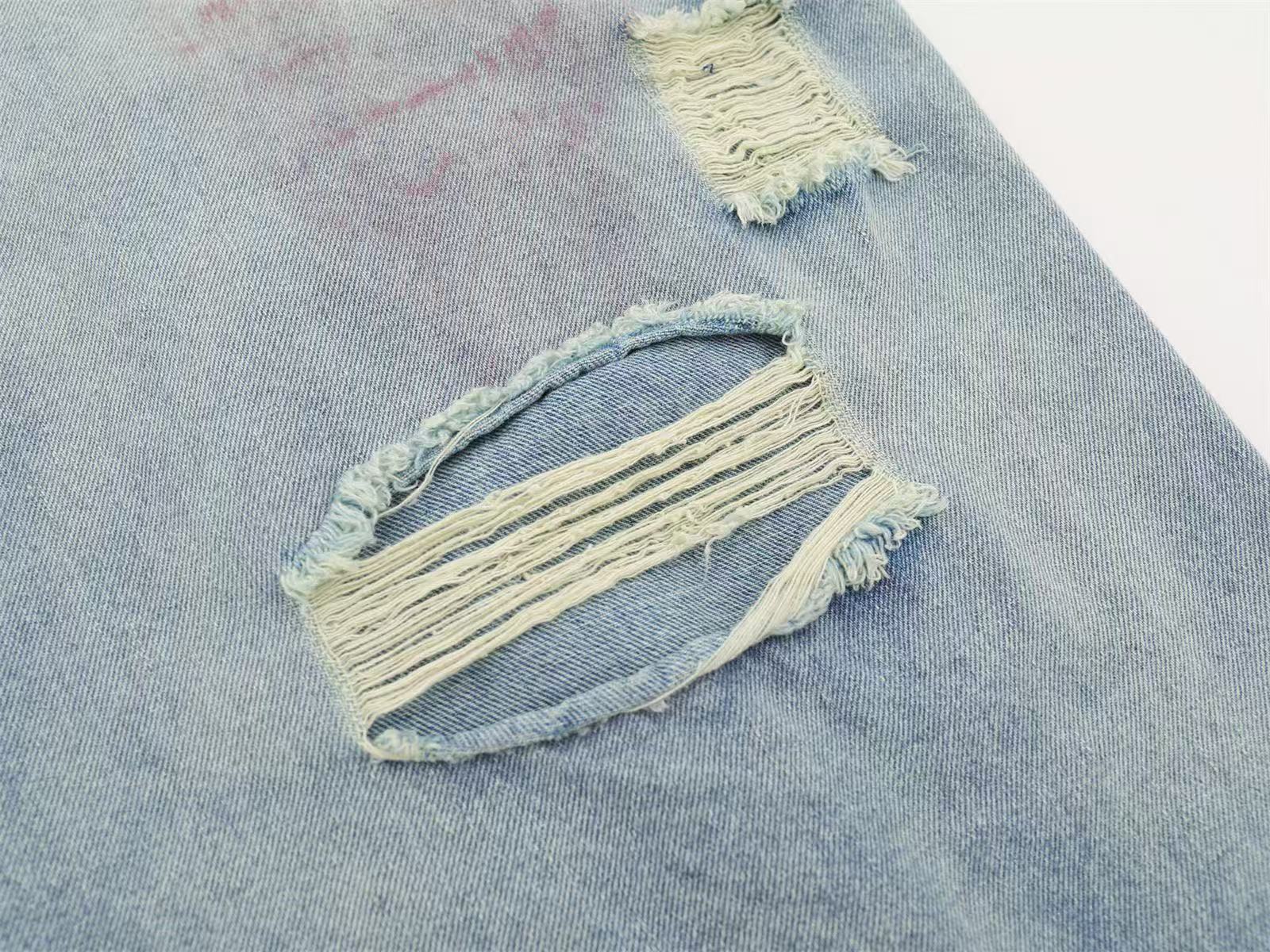 Graffiti Distressed Vintage Wide-Leg Jorts