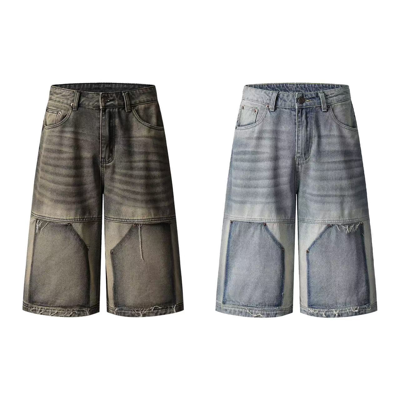 Distressed Vintage Washed Wide-Leg Jorts
