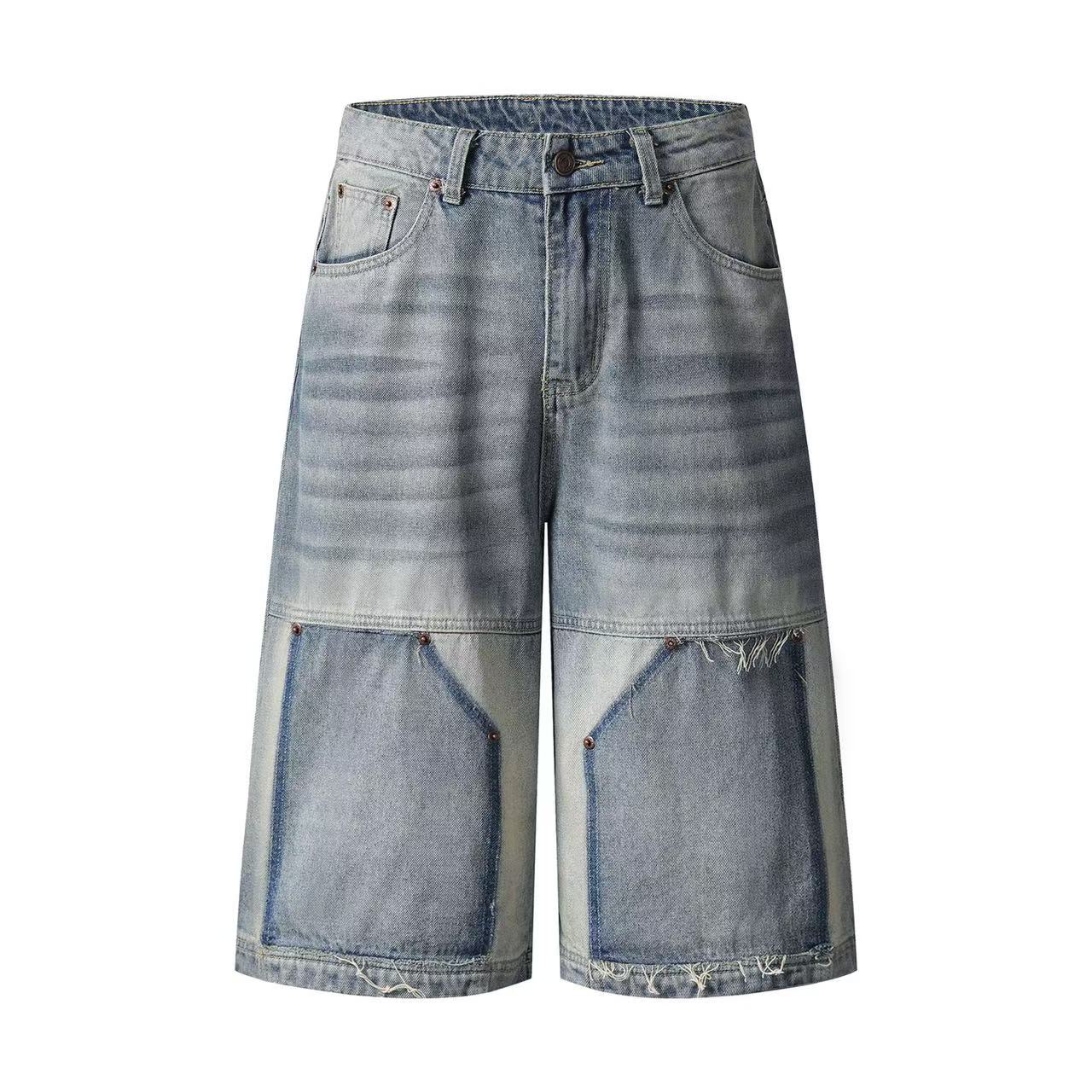 Distressed Vintage Washed Wide-Leg Jorts