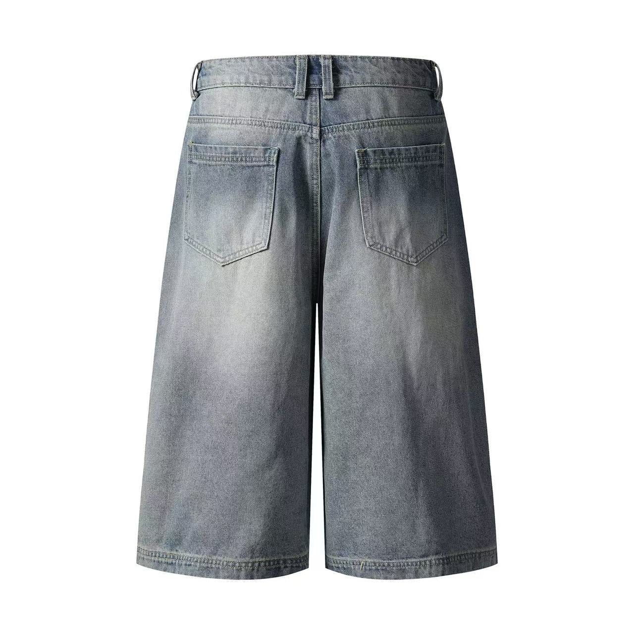 Distressed Vintage Washed Wide-Leg Jorts