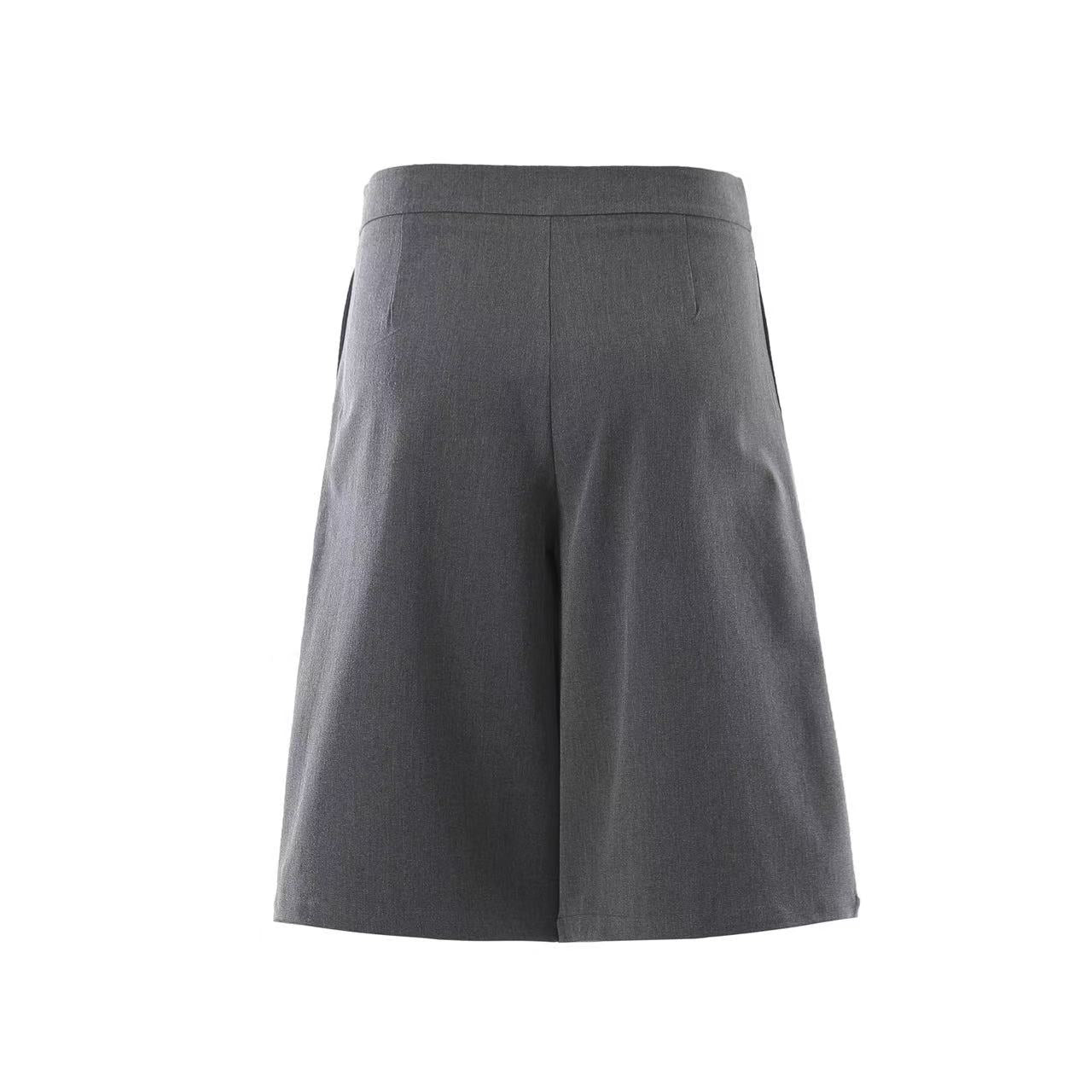 Wrap Front Pleated Wide-Leg Shorts