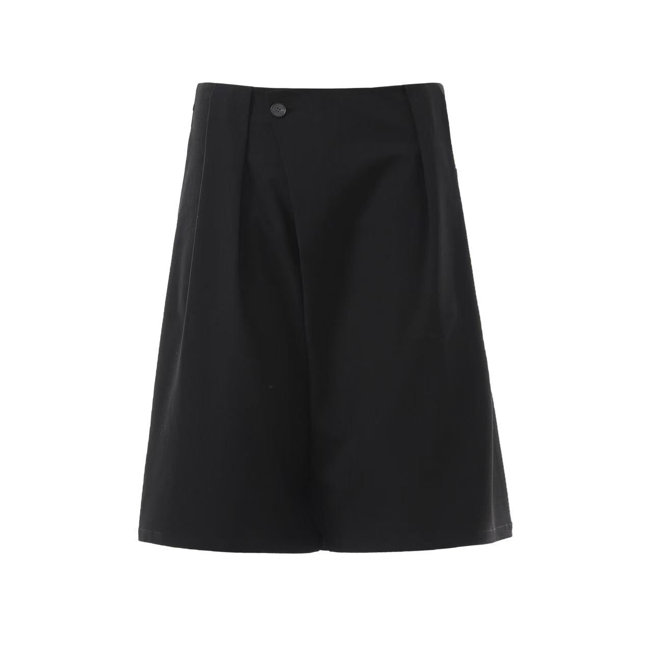 Wrap Front Pleated Wide-Leg Shorts