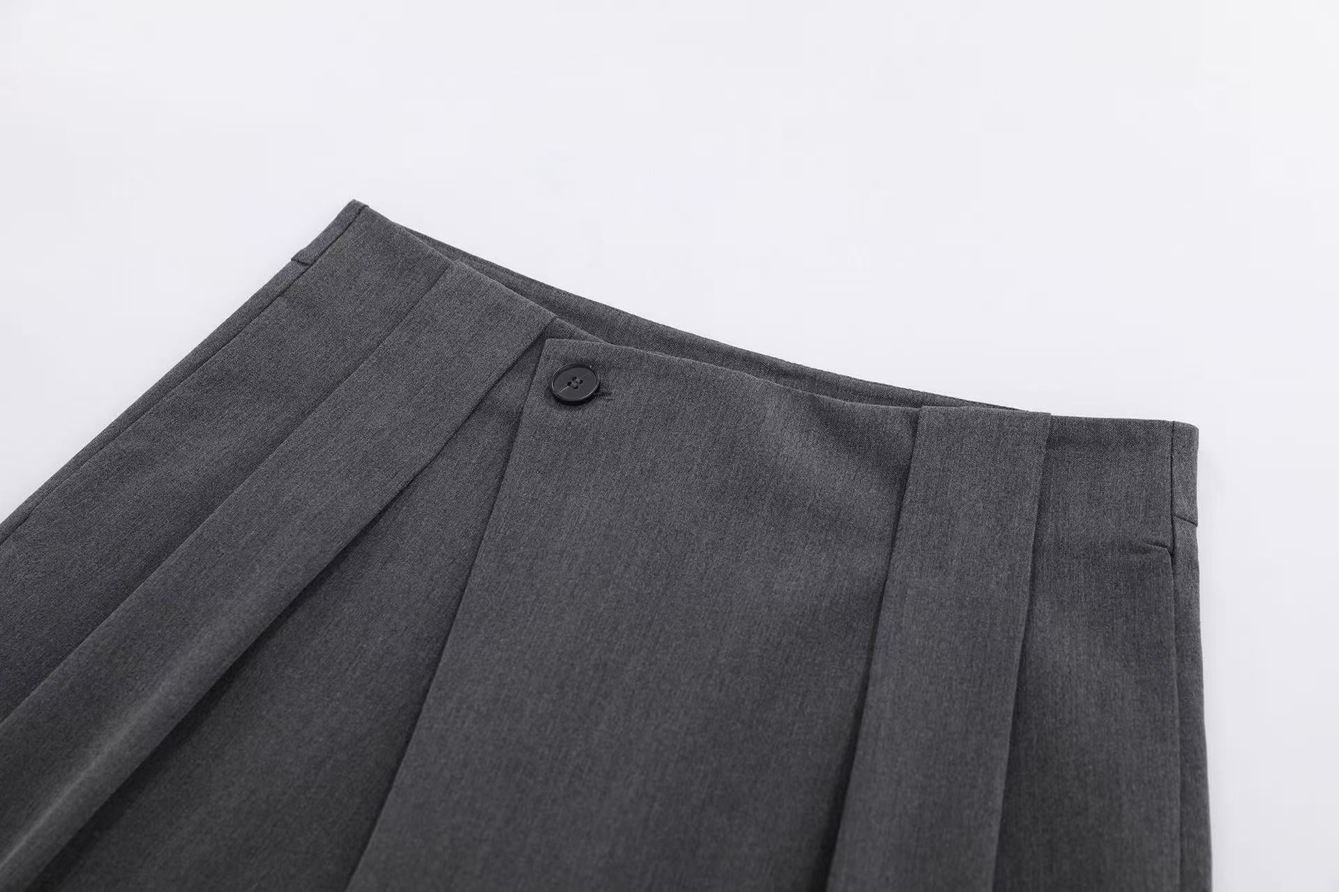 Wrap Front Pleated Wide-Leg Shorts