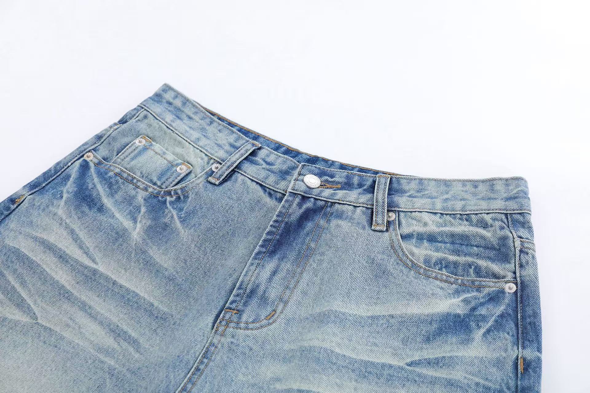 Vintage Washed Wide-Leg Knee-Length Jorts